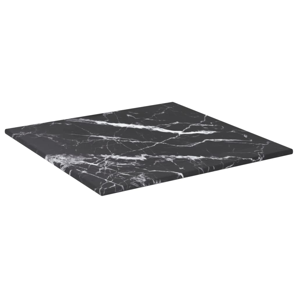 vidaXL Blat stołu, czarny, 30x30 cm, 6 mm, szkło ze wzorem marmuru