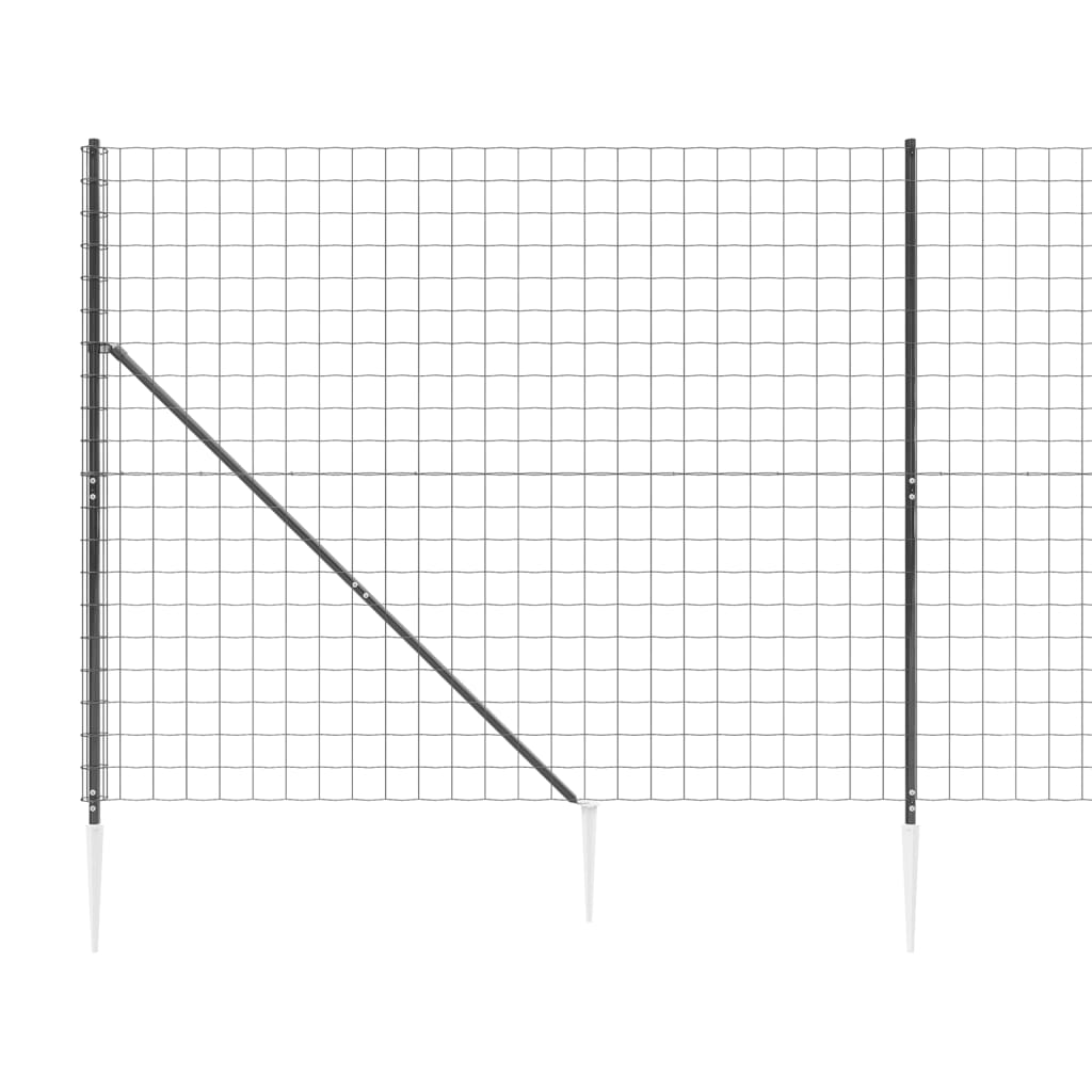 vidaXL Ogrodzenie z siatki, z kotwami, antracytowe, 1,6x10 m