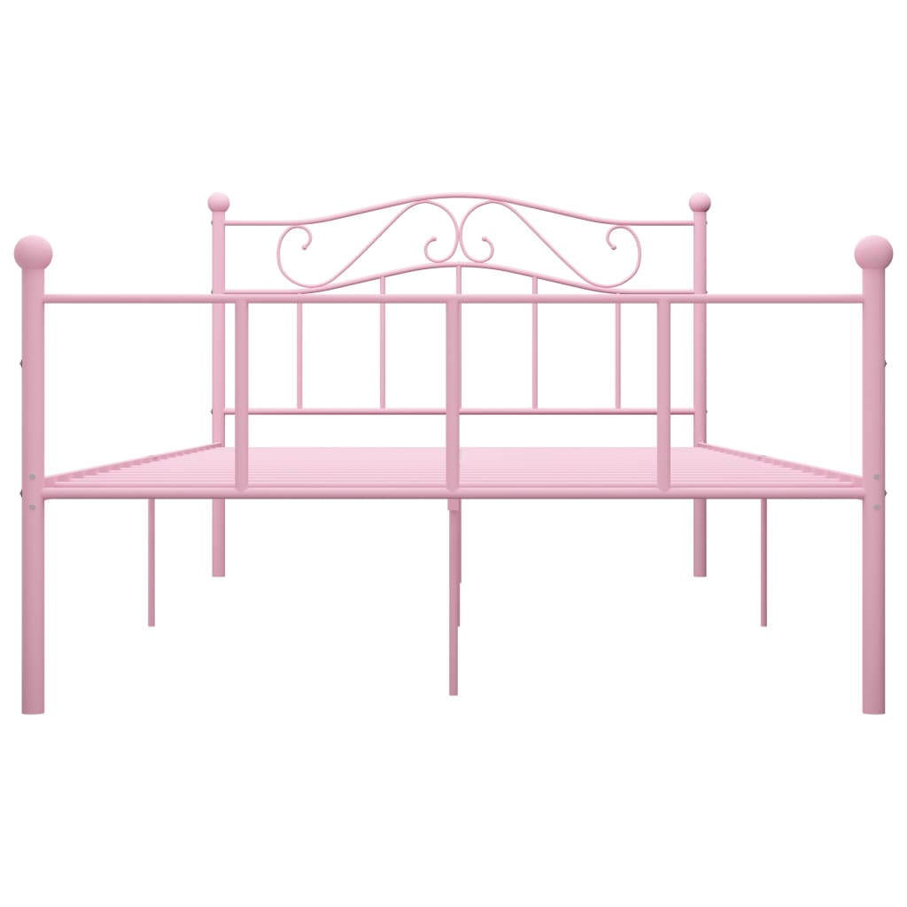 vidaXL Rama łóżka, różowa, metalowa, 160 x 200 cm