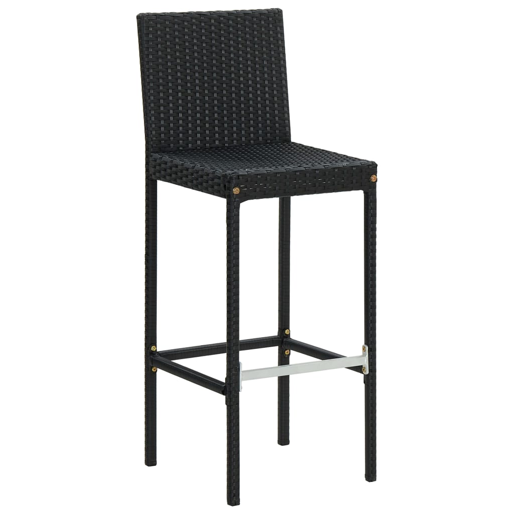 vidaXL Krzesła barowe z poduszkami, 6 szt., czarne, polirattan