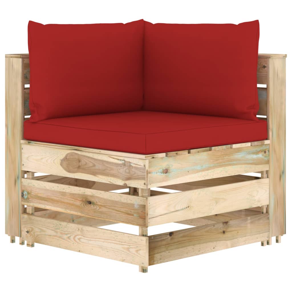 vidaXL Ogrodowa sofa 3-os z poduszkami, impregnowane na zielono drewno