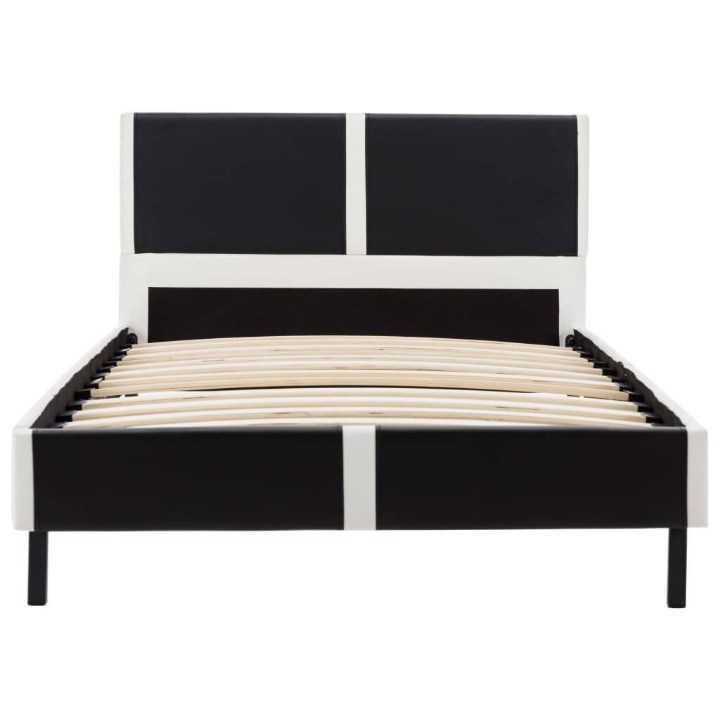 vidaXL Rama łóżka, czarno-biała, sztuczna skóra, 90 x 200 cm