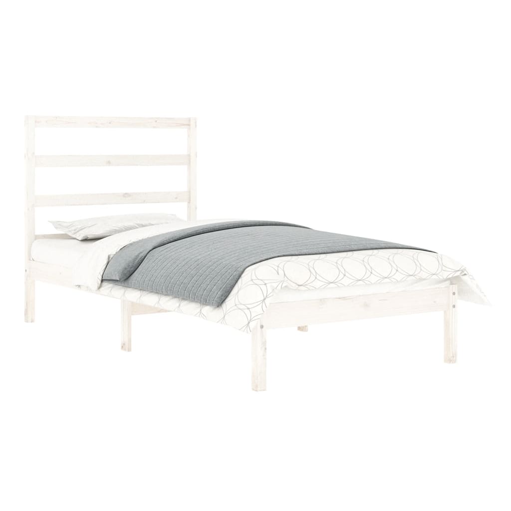 vidaXL Rama łóżka, biała, lite drewno, 90x190 cm, pojedyncza