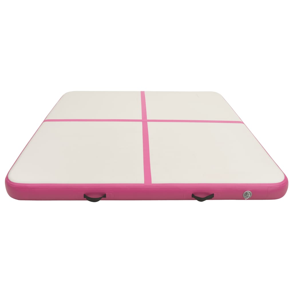 vidaXL Mata gimnastyczna z pompką, 200x200x15 cm, PVC, różowa