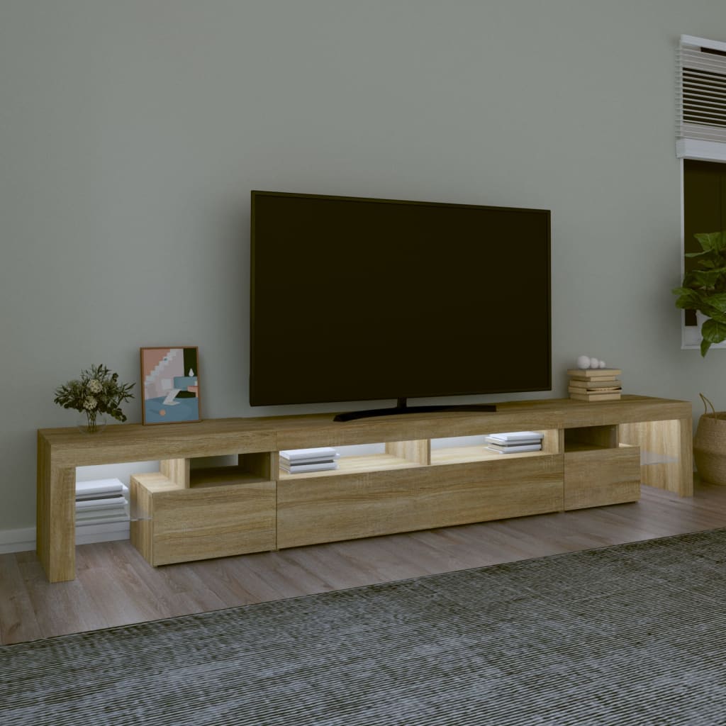 vidaXL Szafka pod TV z oświetleniem LED, dąb sonoma, 260x36,5x40 cm