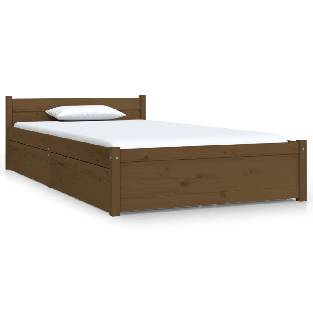 vidaXL Rama łóżka z szufladami, miodowy brąz, 90x200 cm