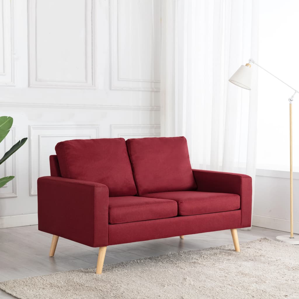 vidaXL 2-osobowa sofa, kolor czerwonego wina, tapicerowana tkaniną