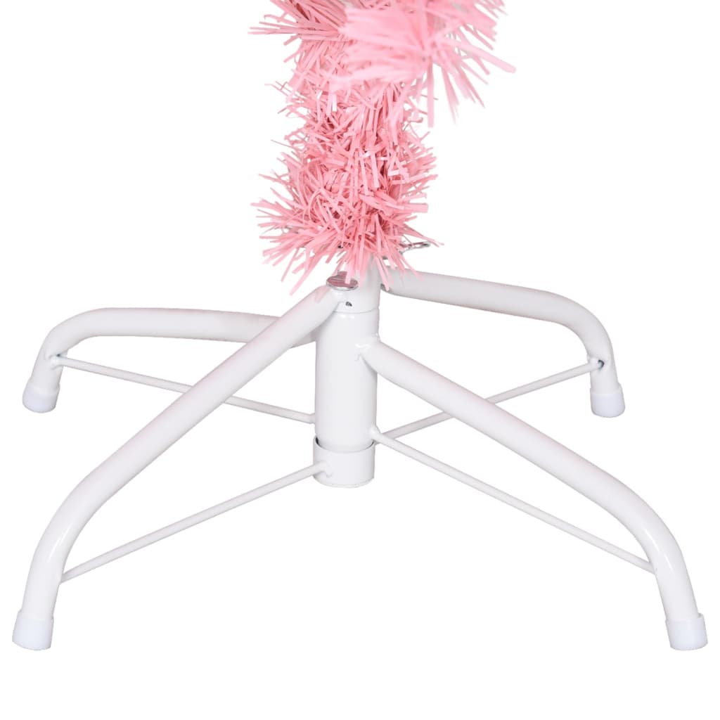 vidaXL Sztuczna choinka ze stojakiem, różowa, 120 cm, PVC