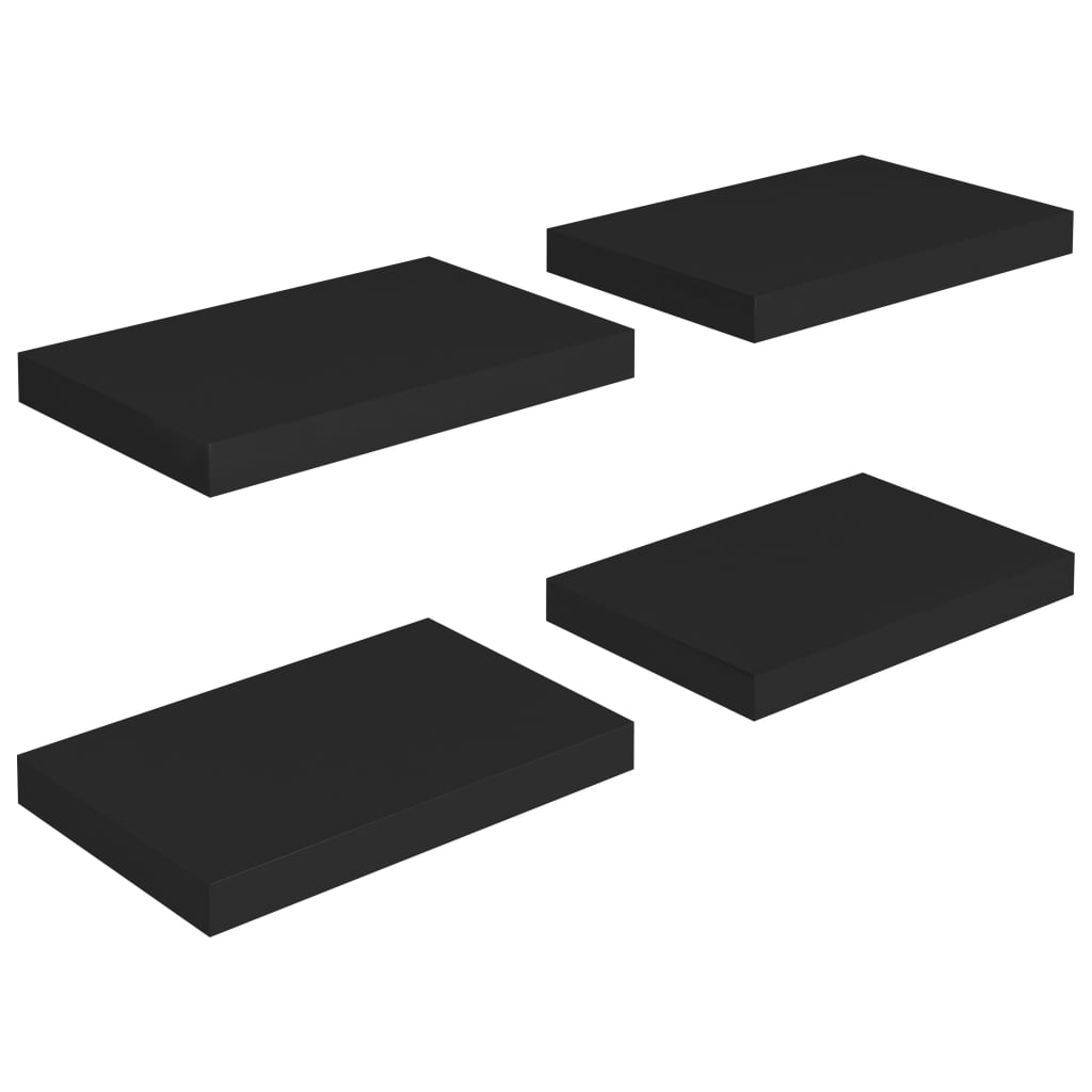 vidaXL Półki ścienne, 4 szt., czarne, 40x23x3,8 cm, MDF