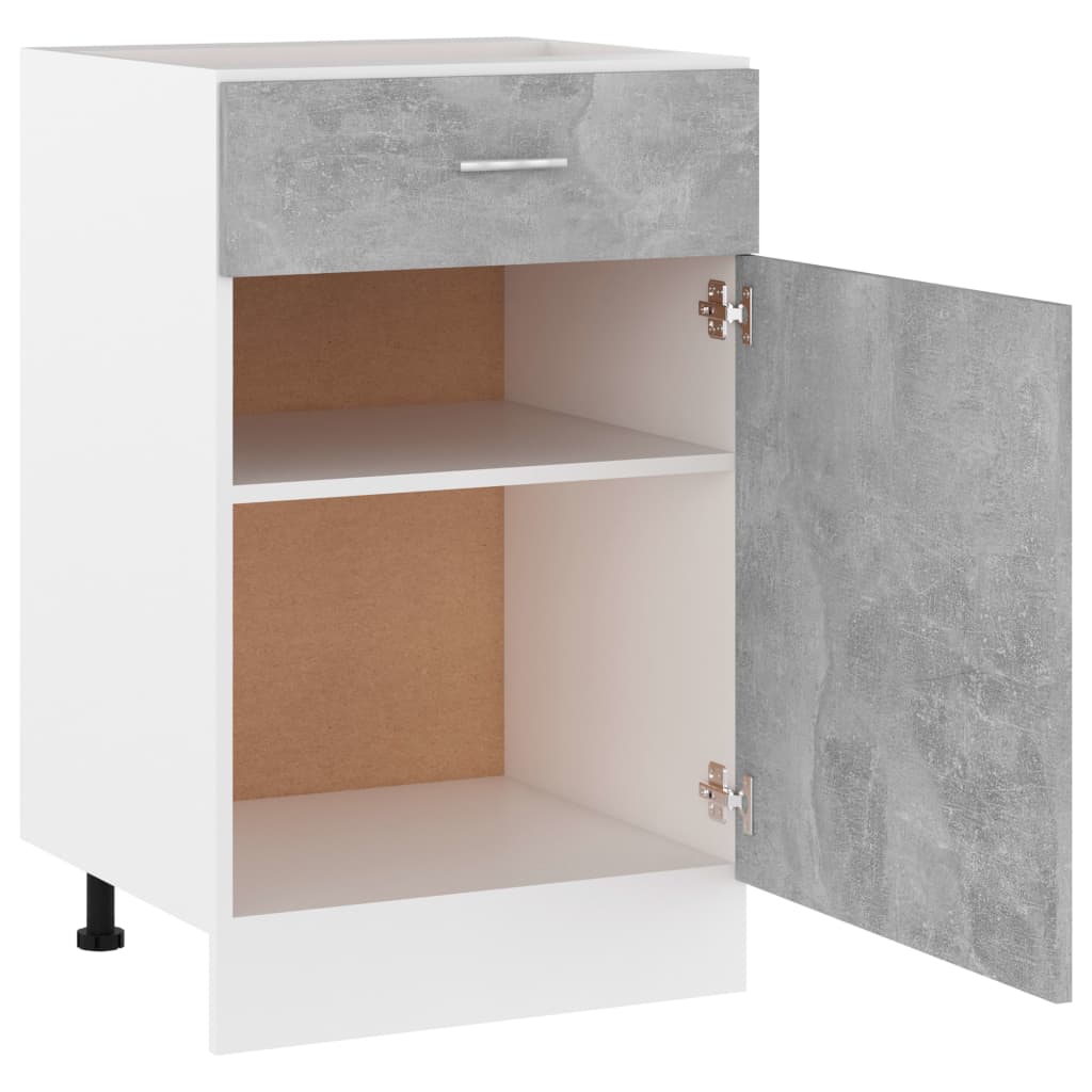 vidaXL Szafka z szufladą, szarość betonu, 50x46x81,5 cm, płyta