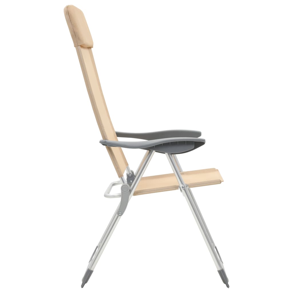 vidaXL Składane krzesła turystyczne, 4 szt., kremowe, aluminiowe