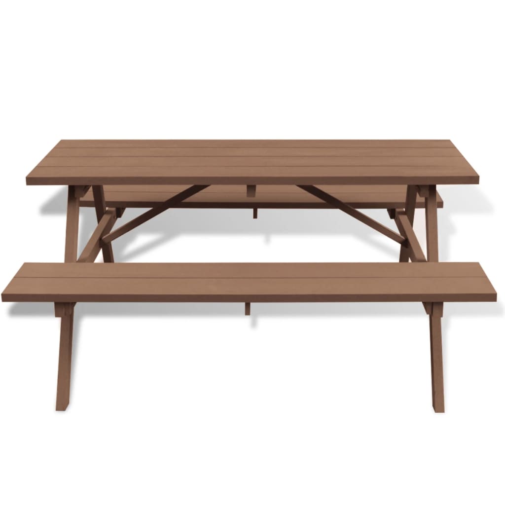 vidaXL Stół piknikowy z ławkami, brązowy, 150x139x72,5 cm, WPC