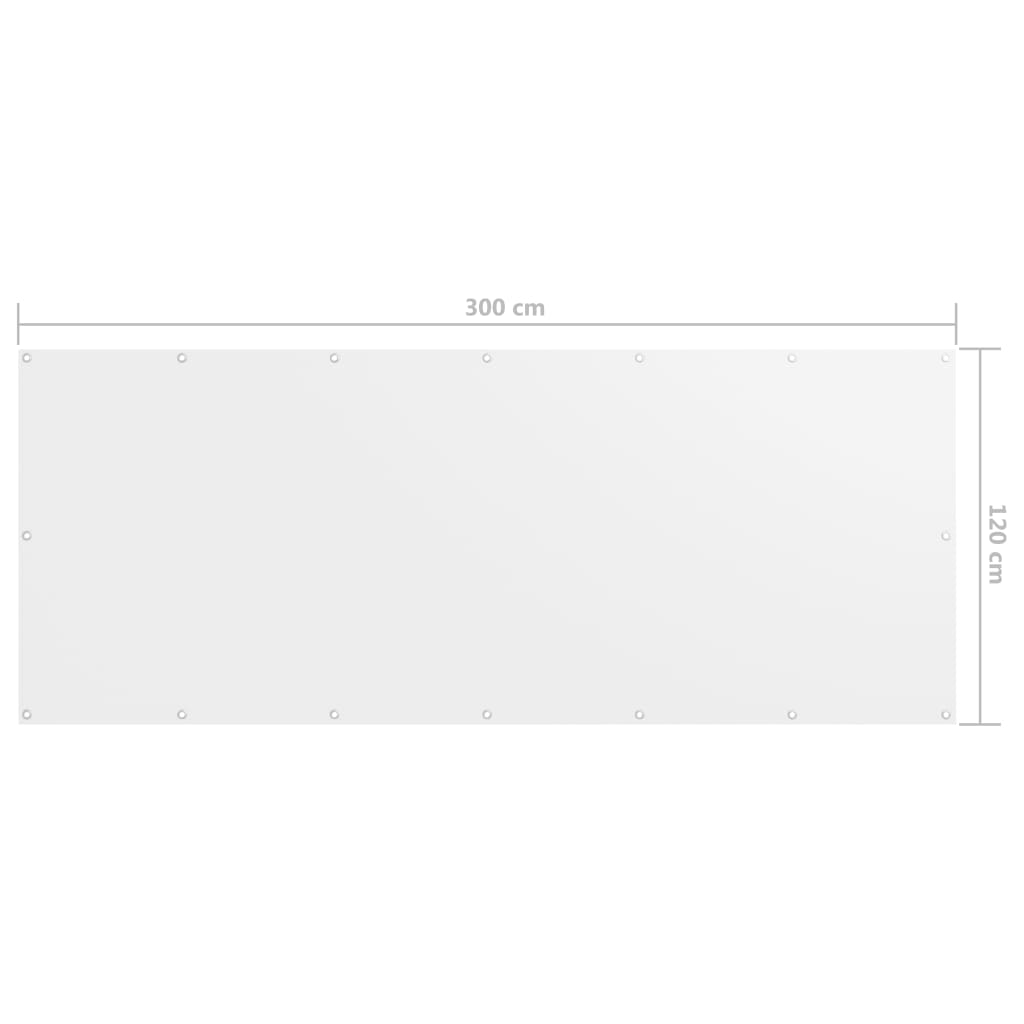 vidaXL Parawan balkonowy, biały, 120x300 cm, tkanina Oxford