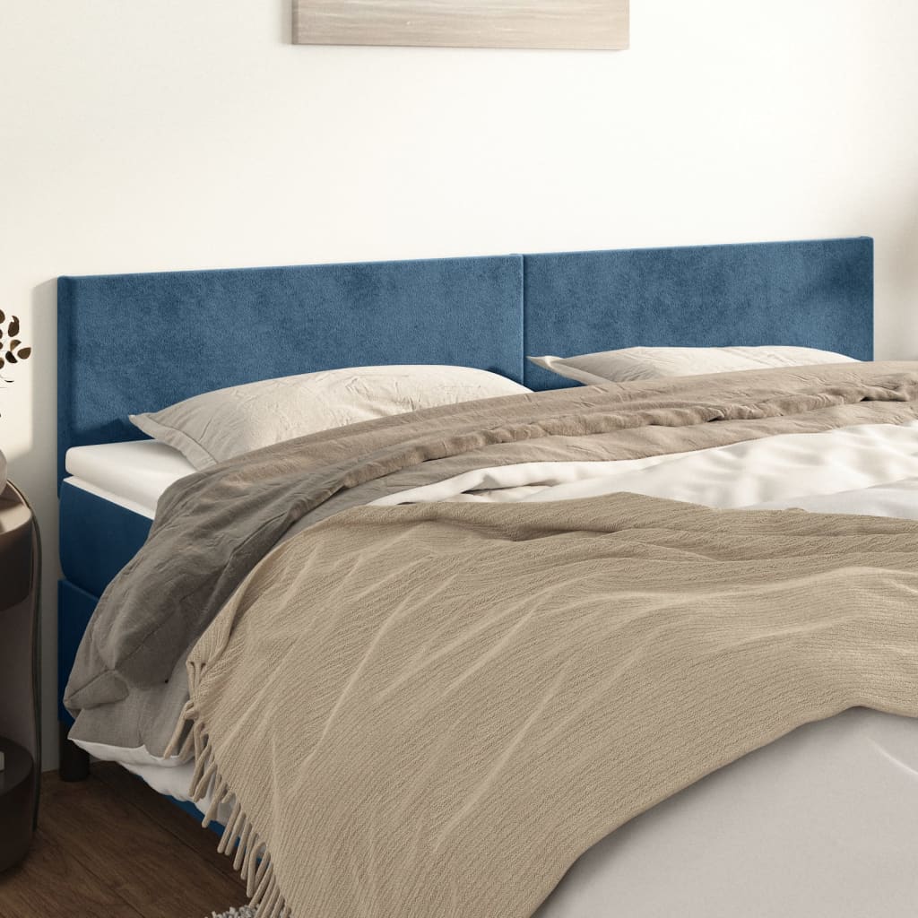 vidaXL Zagłówki do łóżka, 2 szt, ciemnoniebieski, 90x5x78/88cm aksamit