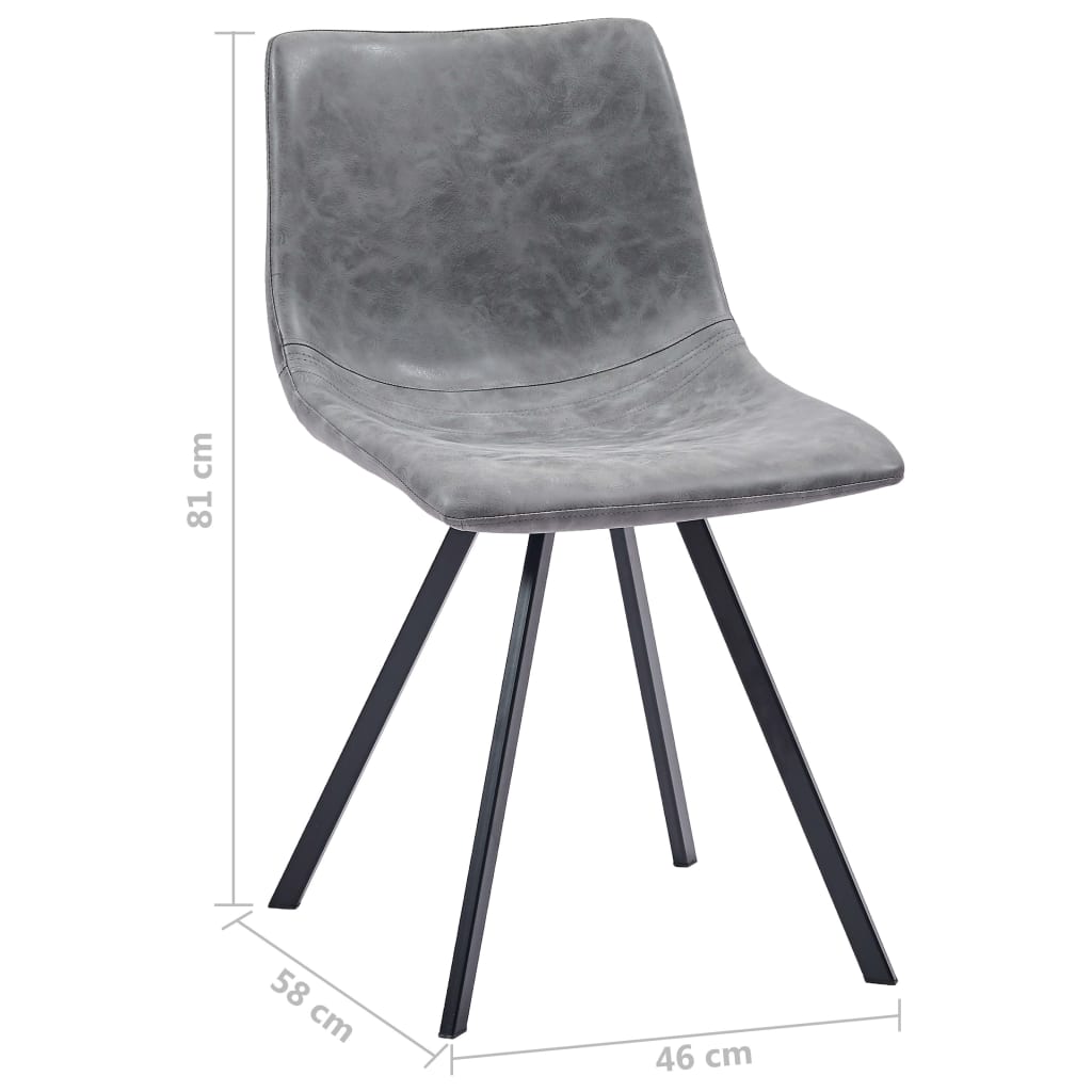 vidaXL Krzesła stołowe, 6 szt., szare, obite sztuczną skórą