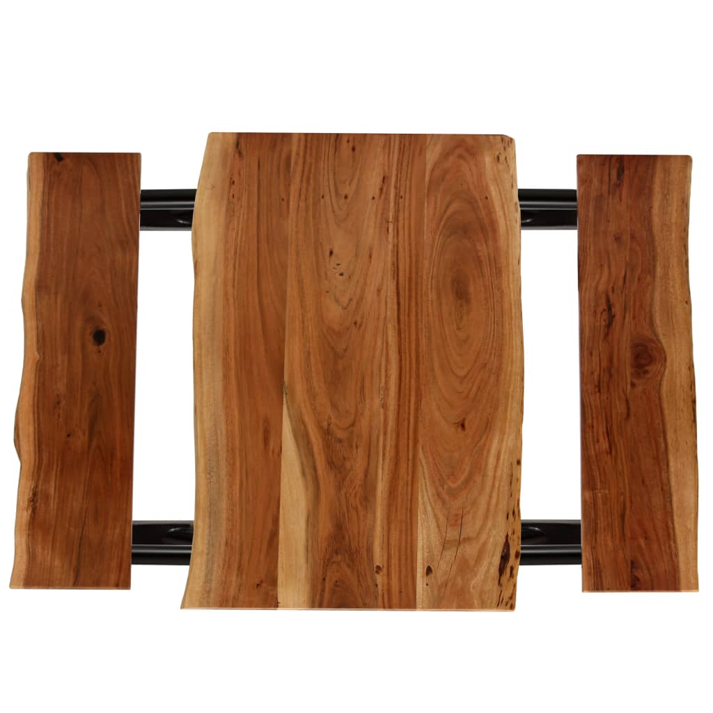 vidaXL Stolik barowy z ławkami, lite drewno akacjowe, 80x50x107 cm