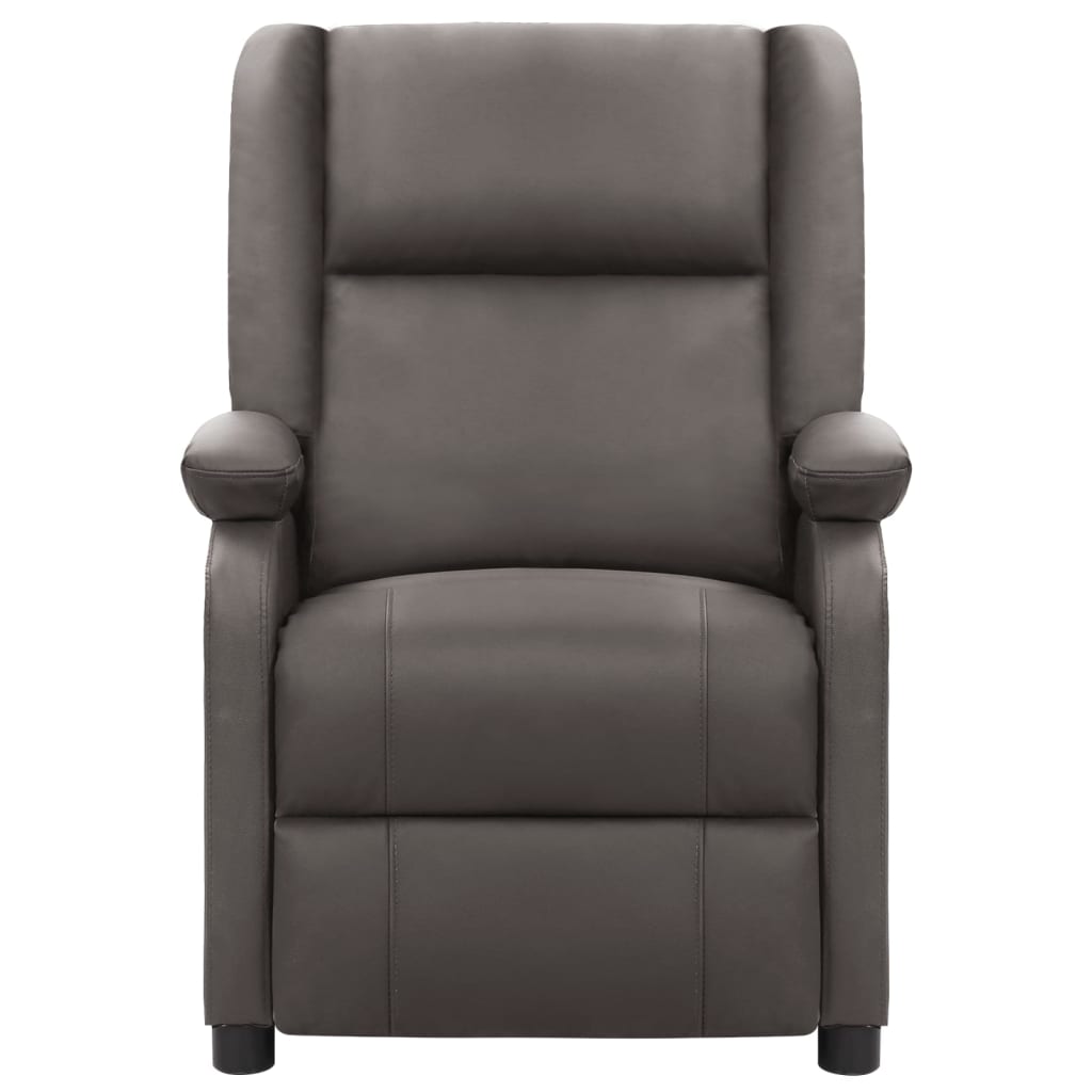 vidaXL Rozkładany fotel, szary, skóra naturalna