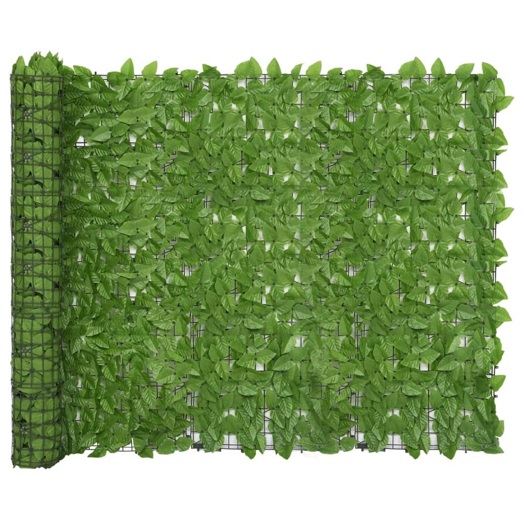 vidaXL Parawan balkonowy, zielone liście, 300x150 cm