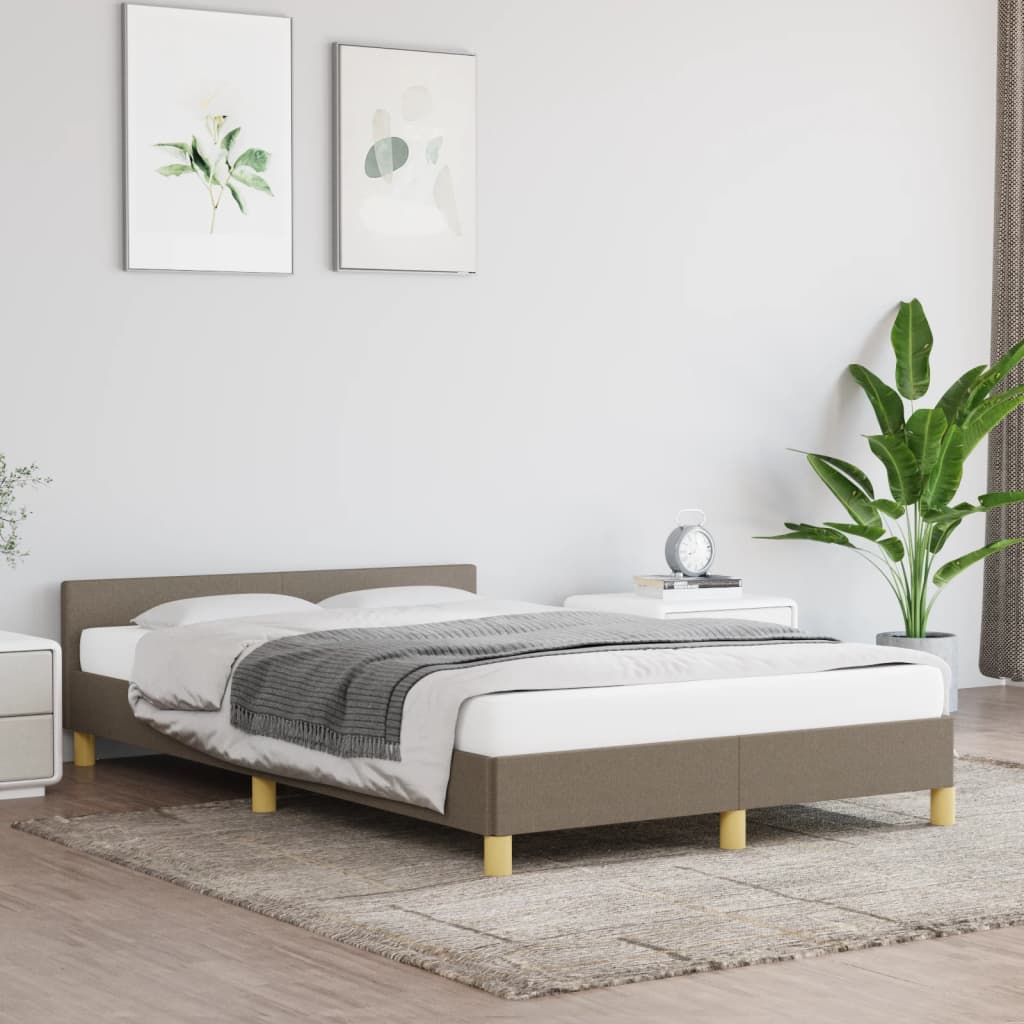 vidaXL Rama łóżka z wezgłowiem, taupe, 120x190 cm, tkanina