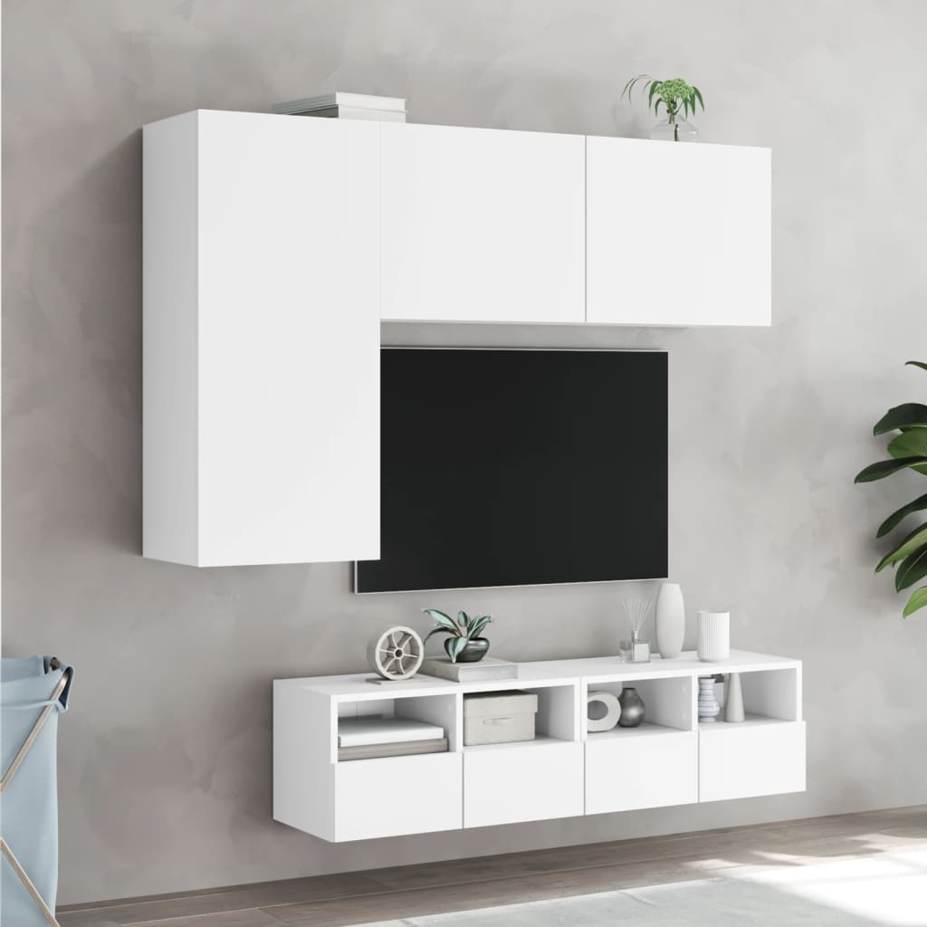vidaXL 4-częściowy zestaw mebli TV, biały, materiał drewnopochodny