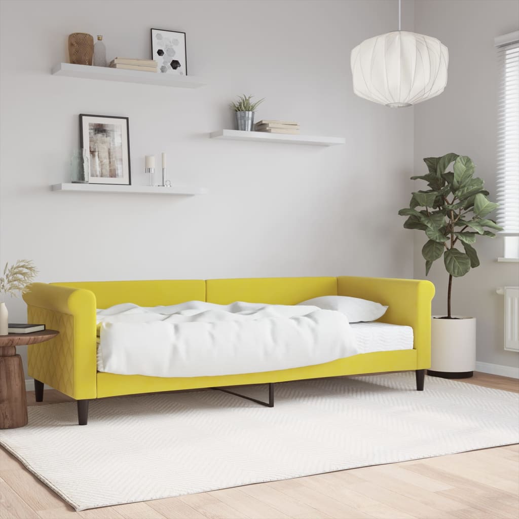 vidaXL Sofa z materacem do spania, żółta, 80x200 cm, aksamit