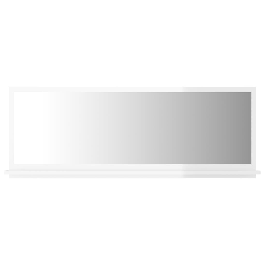 vidaXL Lustro łazienkowe, wysoki połysk, białe, 100x10,5x37 cm, płyta