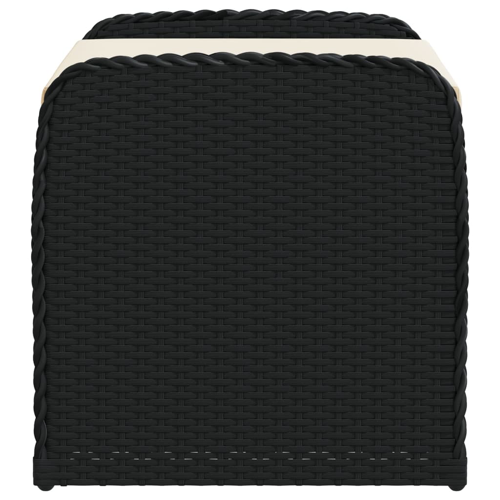 vidaXL Ławka ze schowkiem i poduszką, czarna, 80x51x52 cm, polirattan
