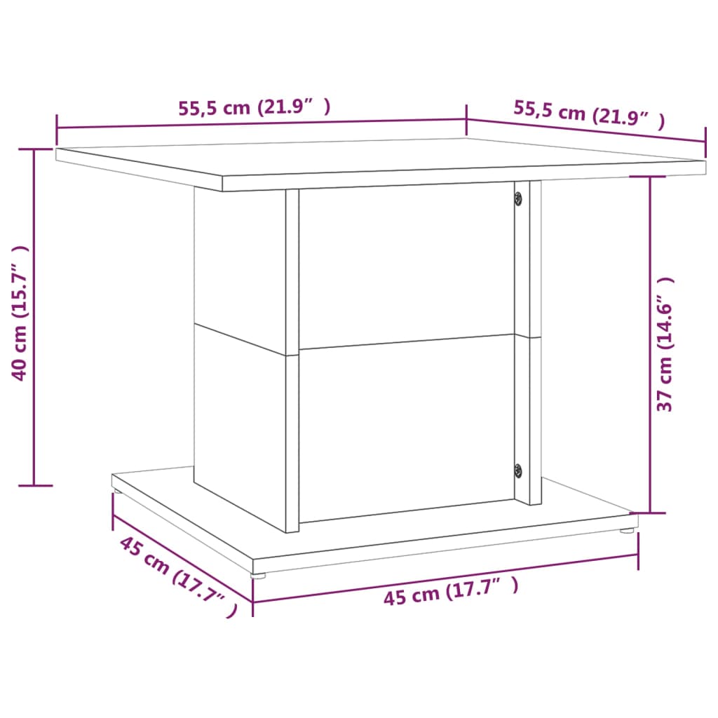 vidaXL Stolik kawowy, szarość betonu, 55,5x55,5x40 cm, płyta wiórowa