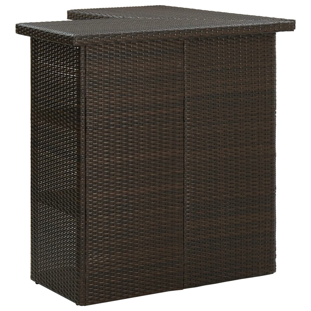 vidaXL Narożny stolik barowy, brązowy, 100x50x105 cm, rattan PE