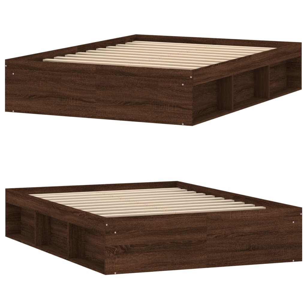 vidaXL Rama łóżka, brązowy dąb, 135x190 cm