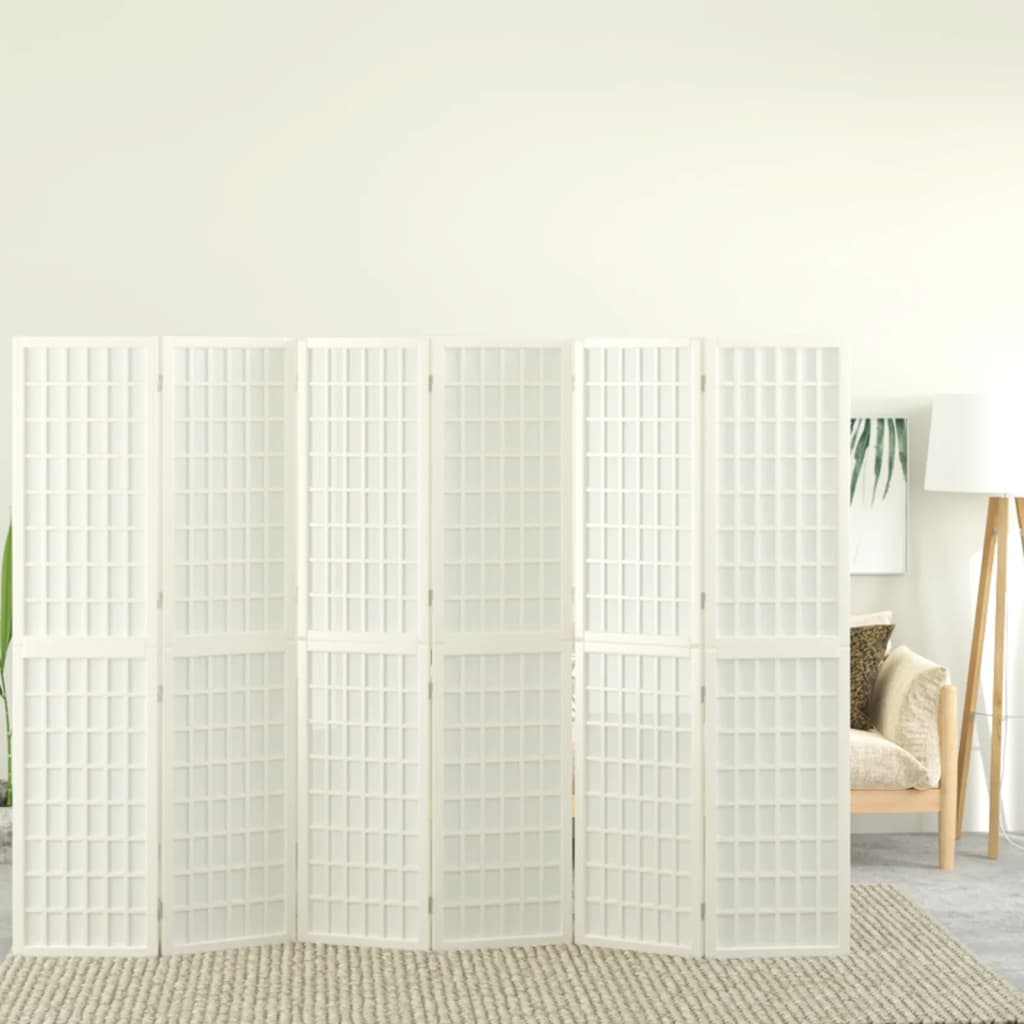 vidaXL Składany parawan 6-panelowy, styl japoński, 240x170 cm, biały