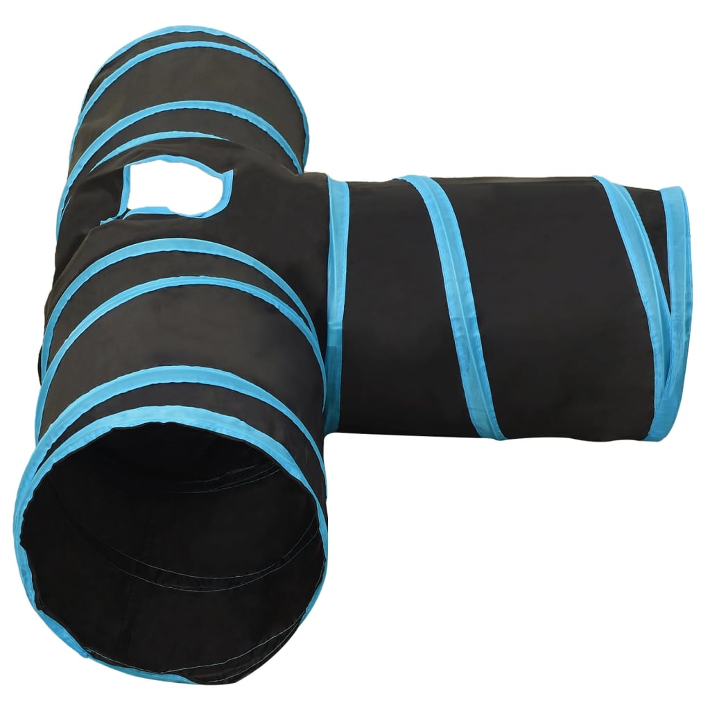 vidaXL Tunel dla kotów, trójstronny, czarno-niebieski 90 cm, poliester