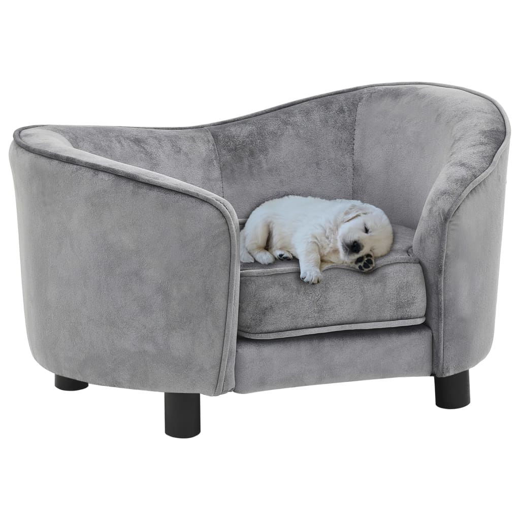 vidaXL Sofa dla psa, szara, 69x49x40 cm, pluszowa