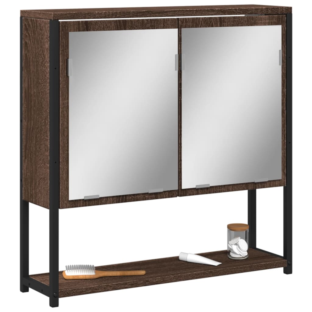 vidaXL Szafka łazienkowa z lustrem, brązowy dąb, 60x16x60 cm