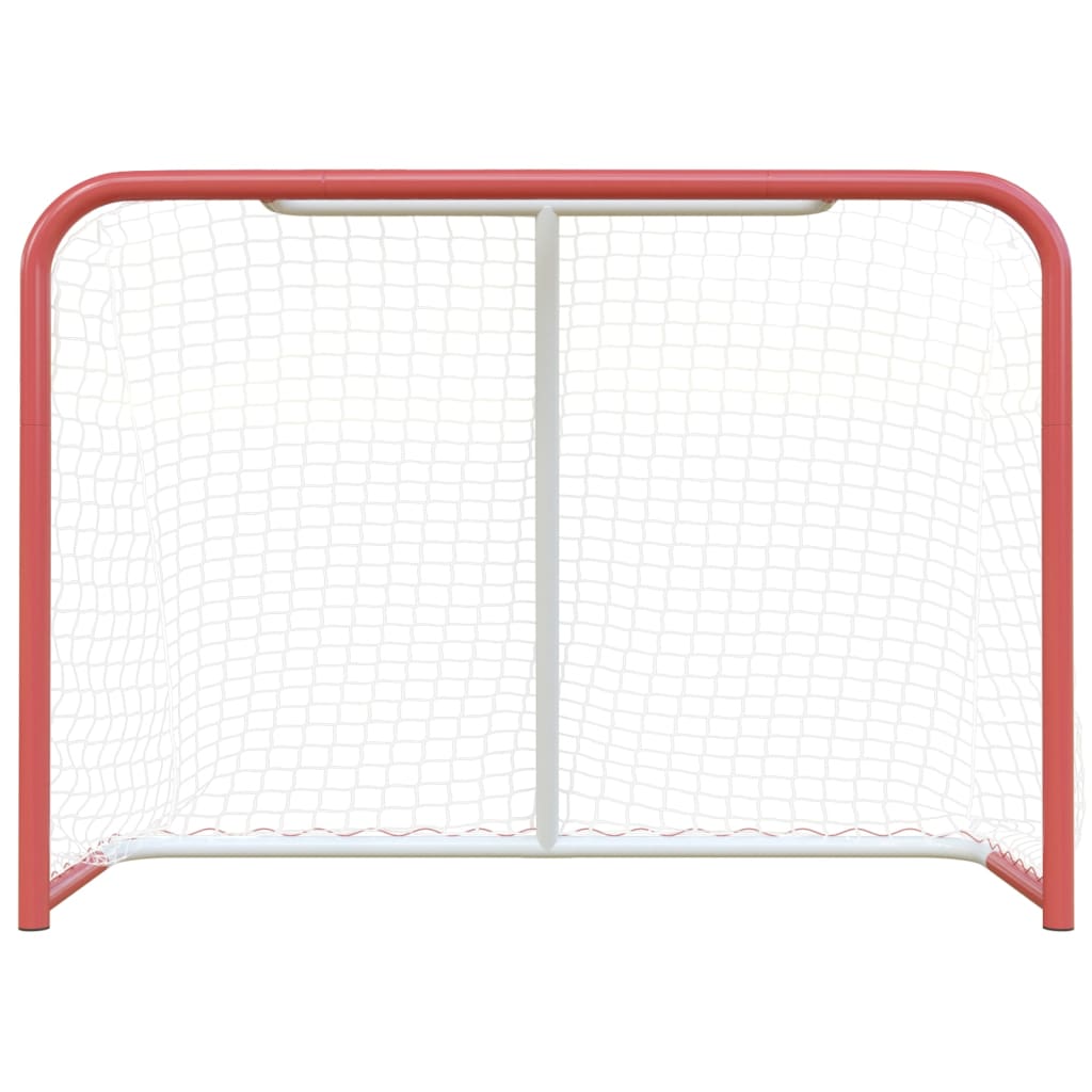 vidaXL Bramka do hokeja, z siatką, czerwono-biała, 153x60x118 cm