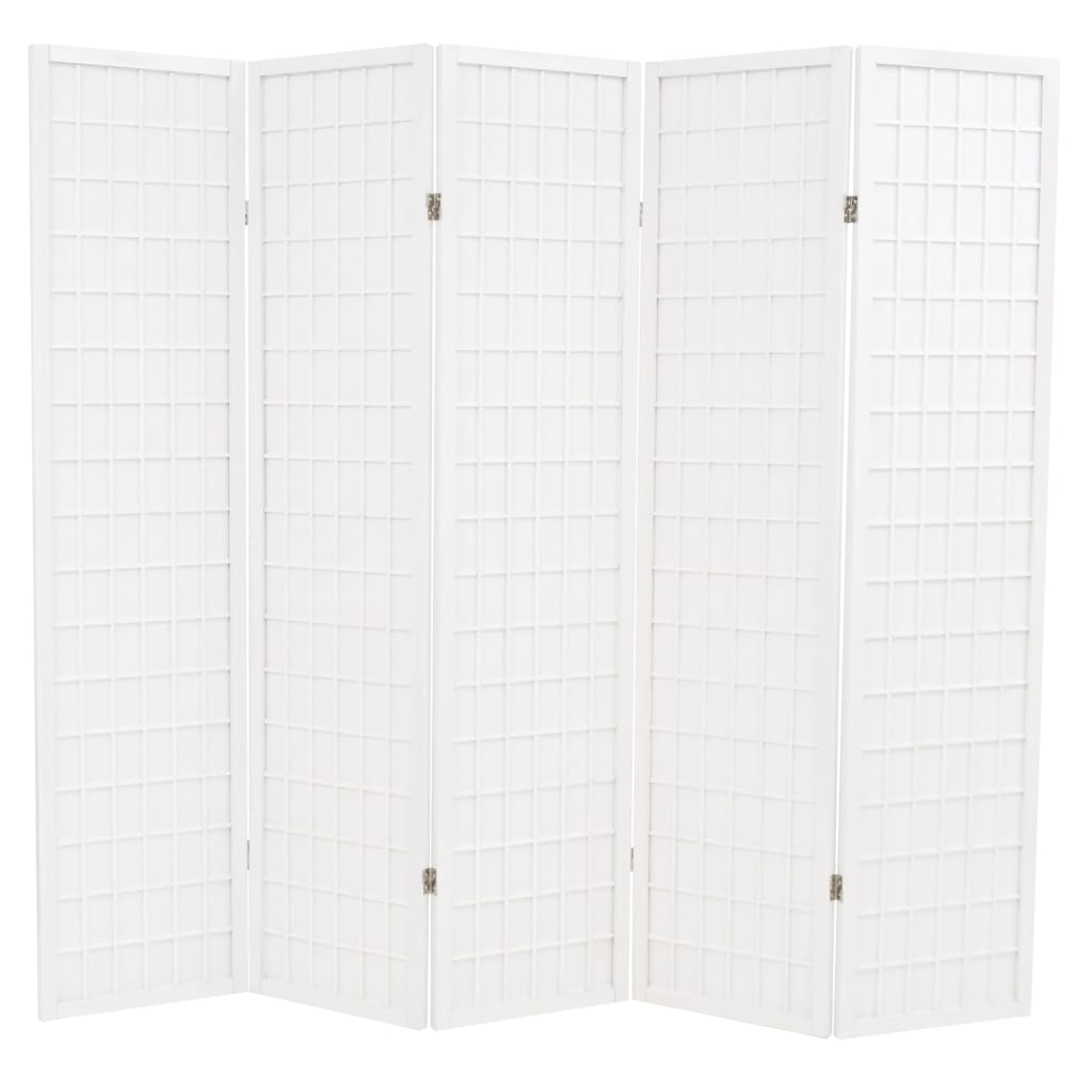 vidaXL Składany parawan 5-panelowy w stylu japońskim, 200x170, biały
