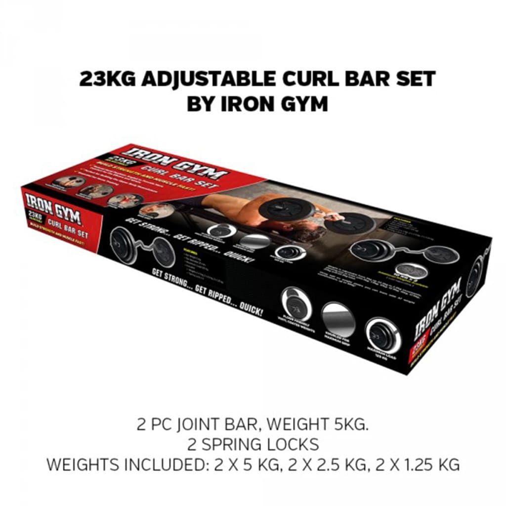 Iron Gym Gryf łamany z obciążnikami, zestaw, 23 kg IRG033