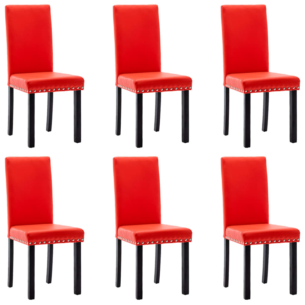 vidaXL Krzesła stołowe, 6 szt., czerwone, sztuczna skóra