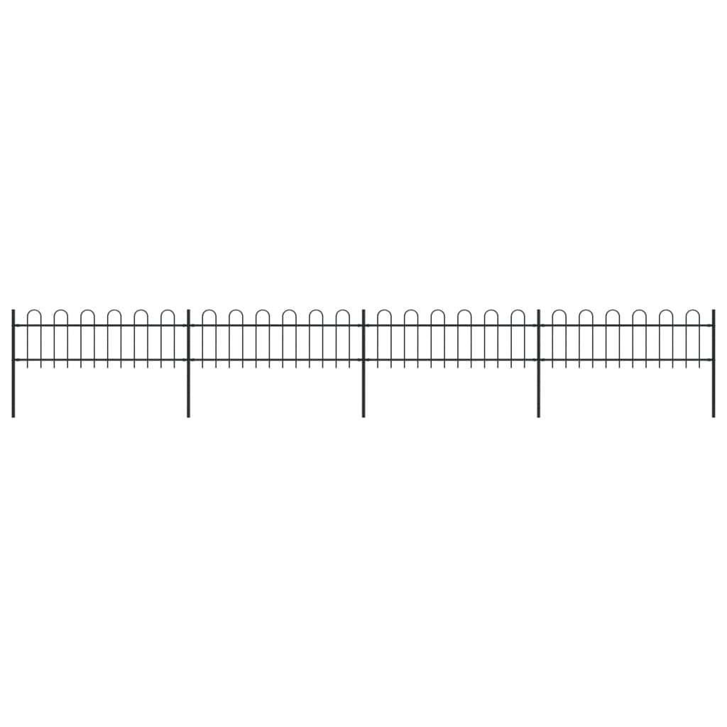 vidaXL Ogrodzenie z zaokrąglonymi końcami, stalowe, 6,8x0,6 m, czarne