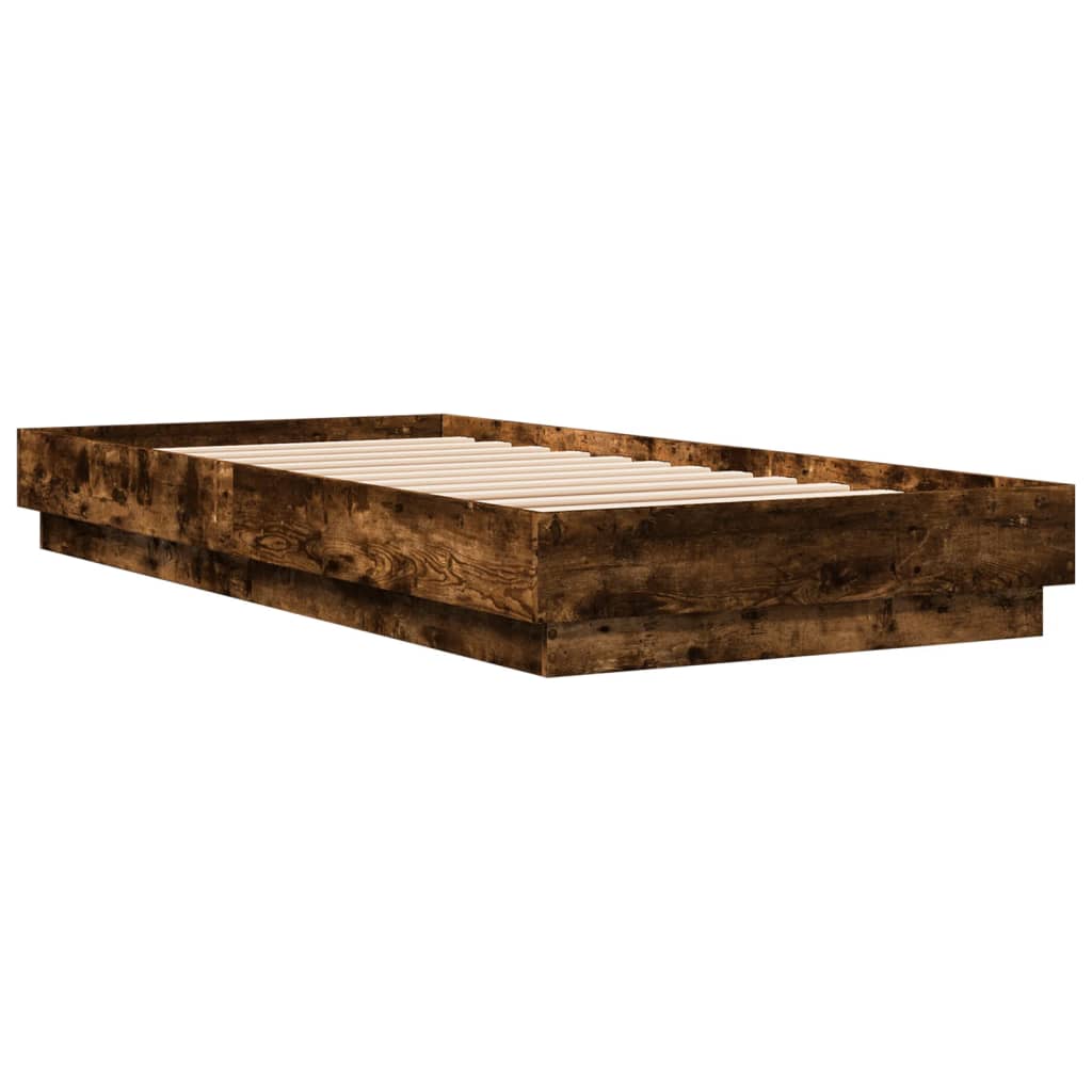 vidaXL Rama łóżka, przydymiony dąb, 90x200 cm, materiał drewnopochodny