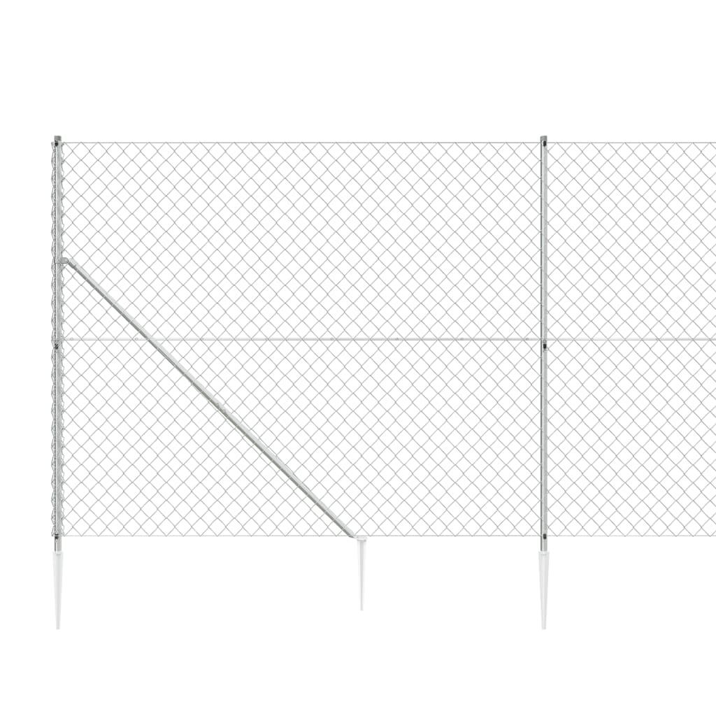 vidaXL Ogrodzenie z siatki, z kotwami, srebrne, 1,4x10 m