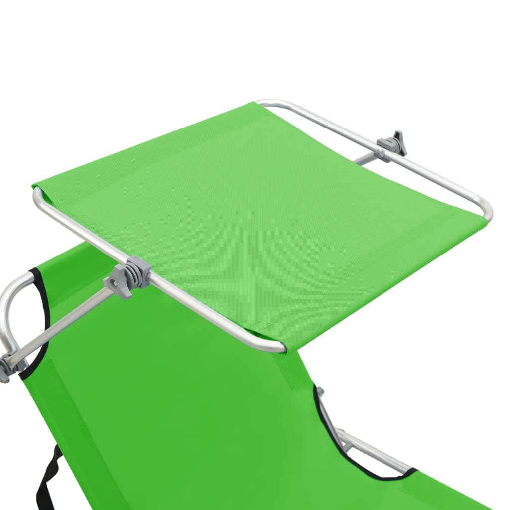 vidaXL Składany leżak z zadaszeniem, zielony, aluminium