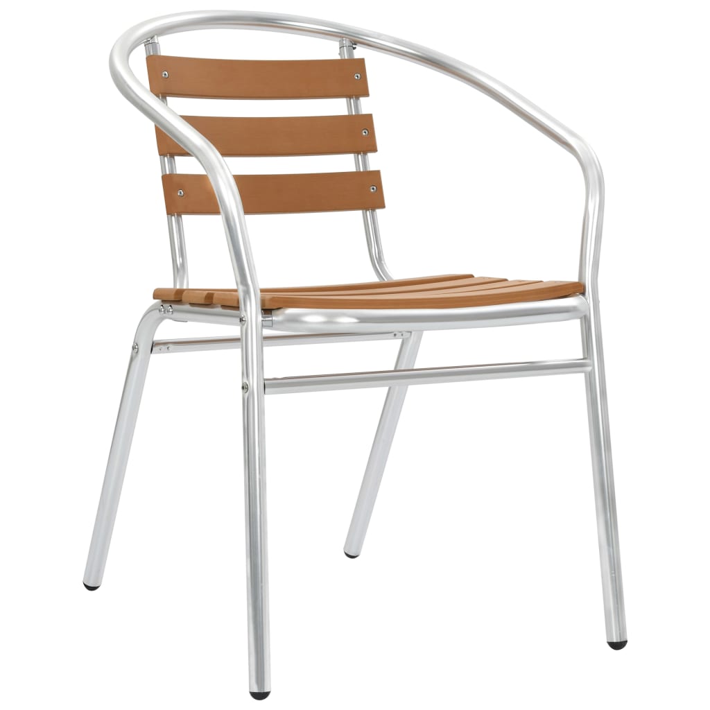 vidaXL Krzesła ogrodowe, sztaplowane, 2 szt., aluminium i WPC, srebrne