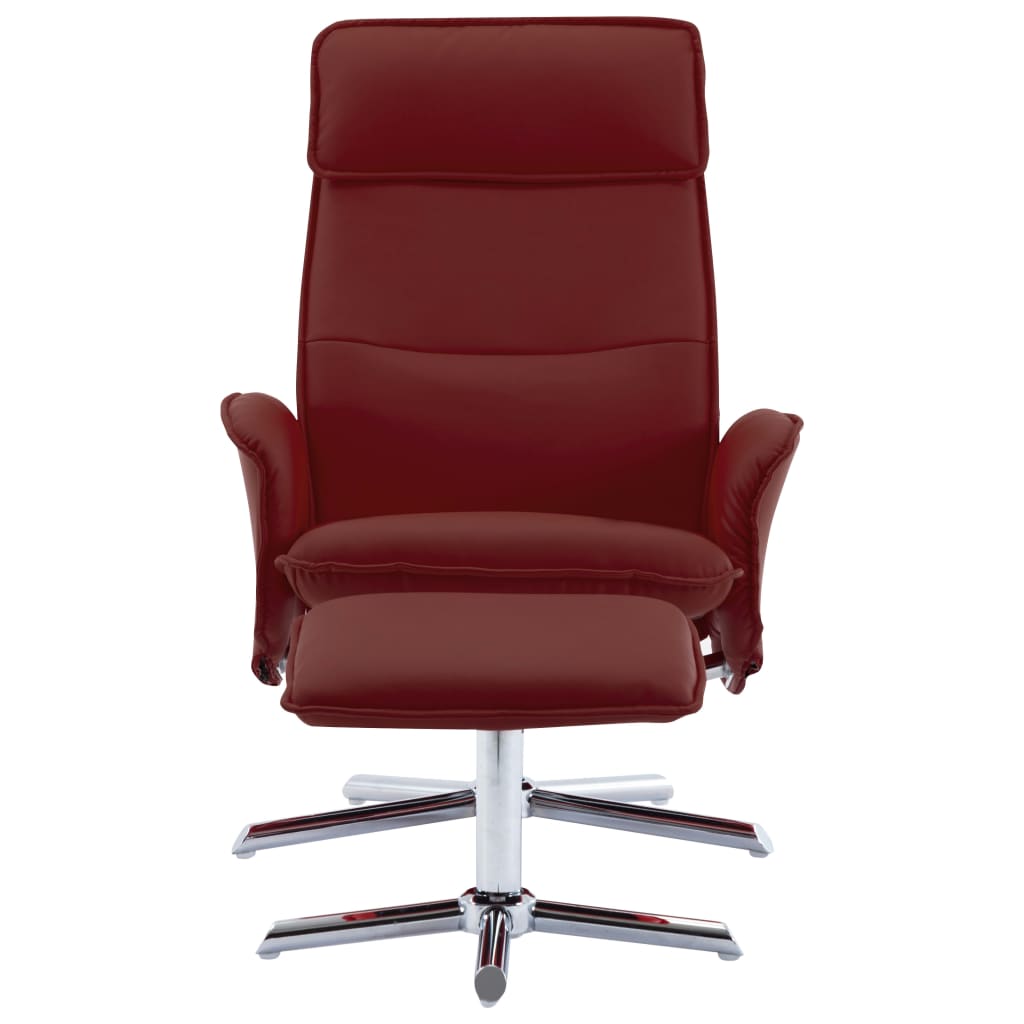 vidaXL Rozkładany fotel z podnóżkiem, czerwone wino, sztuczna skóra