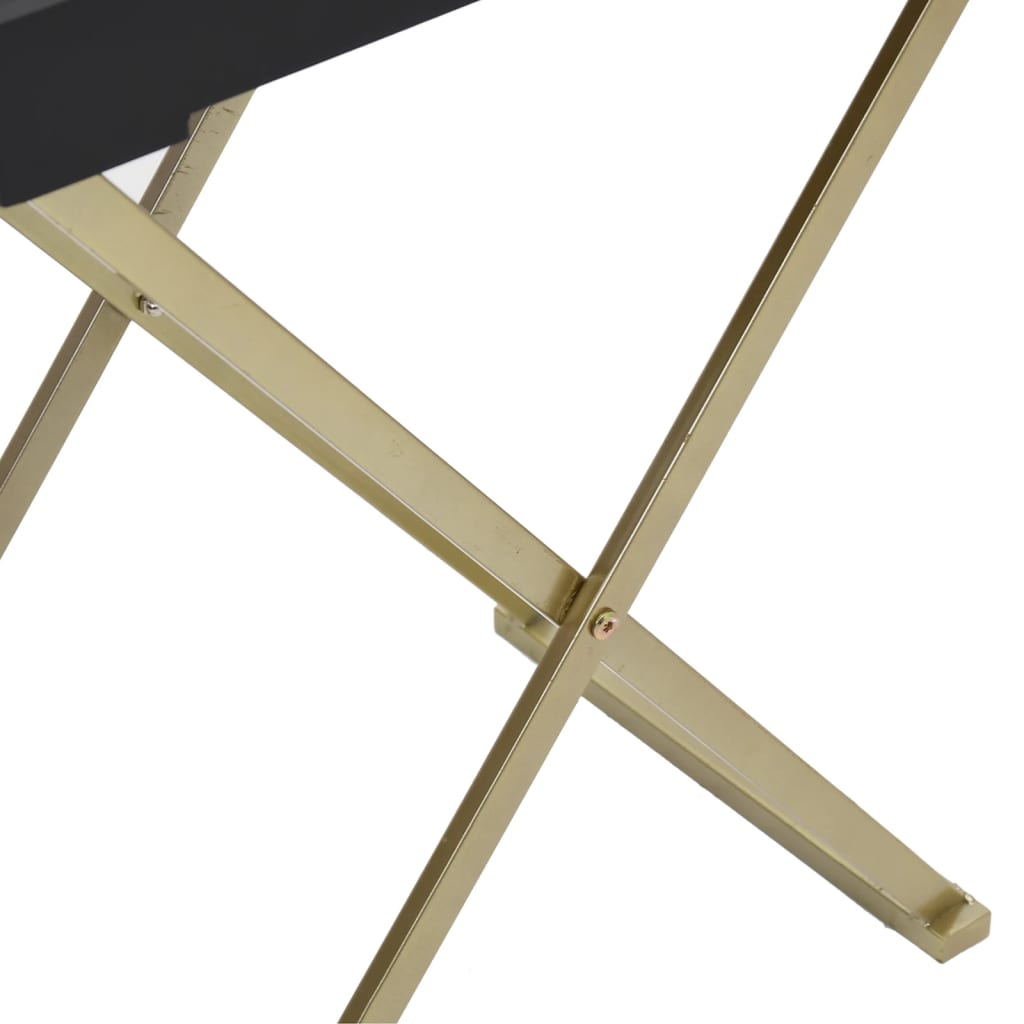 vidaXL Składany stolik, złoto-czarny, 48x34x61 cm, MDF