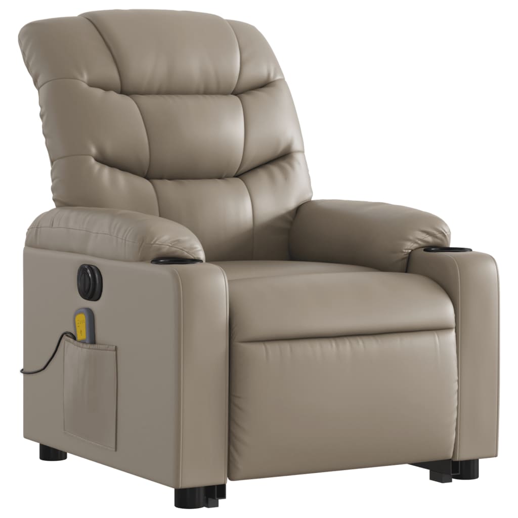 vidaXL Rozkładany fotel pionizujący z masażem, elektryczny, cappuccino