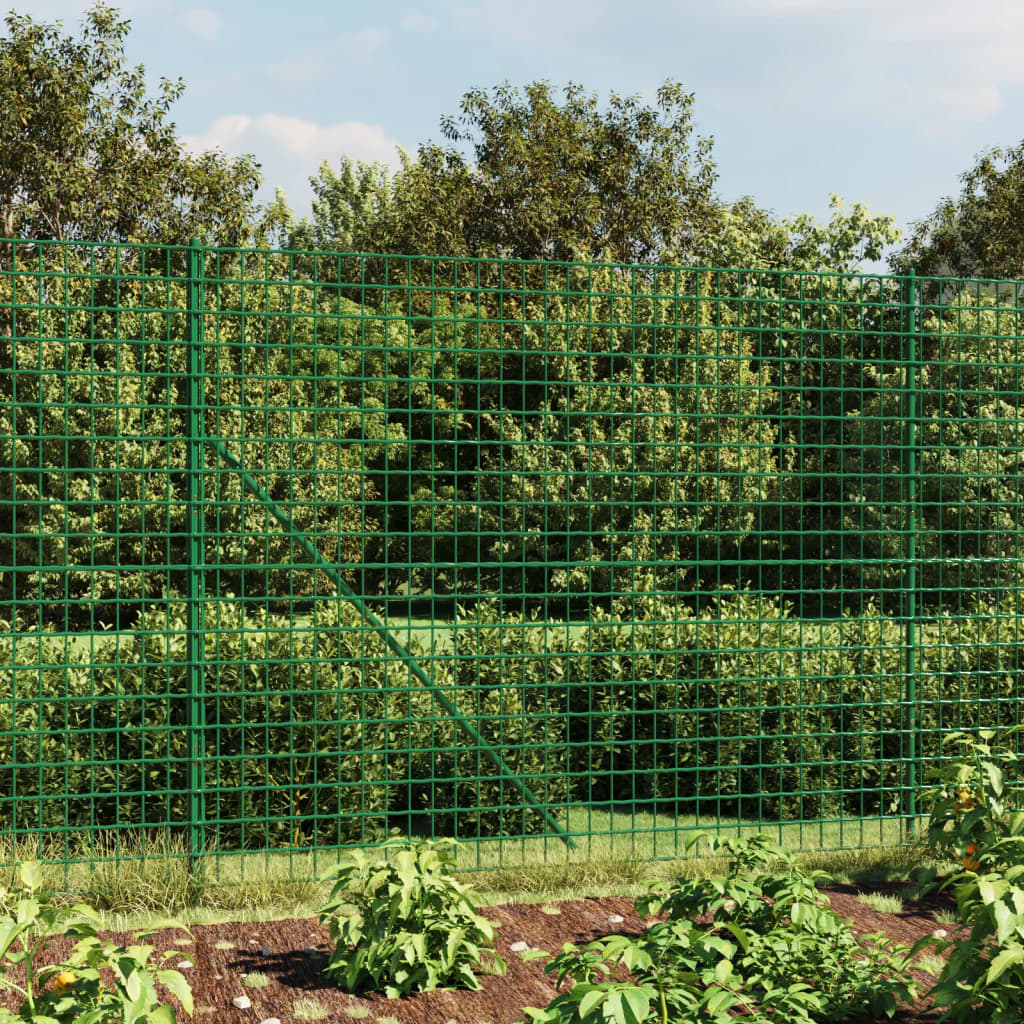 vidaXL Ogrodzenie z siatki, z kotwami, zielone, 1,4x25 m