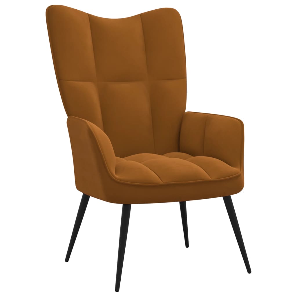 vidaXL Fotel z podnóżkiem, brązowy, obity aksamitem