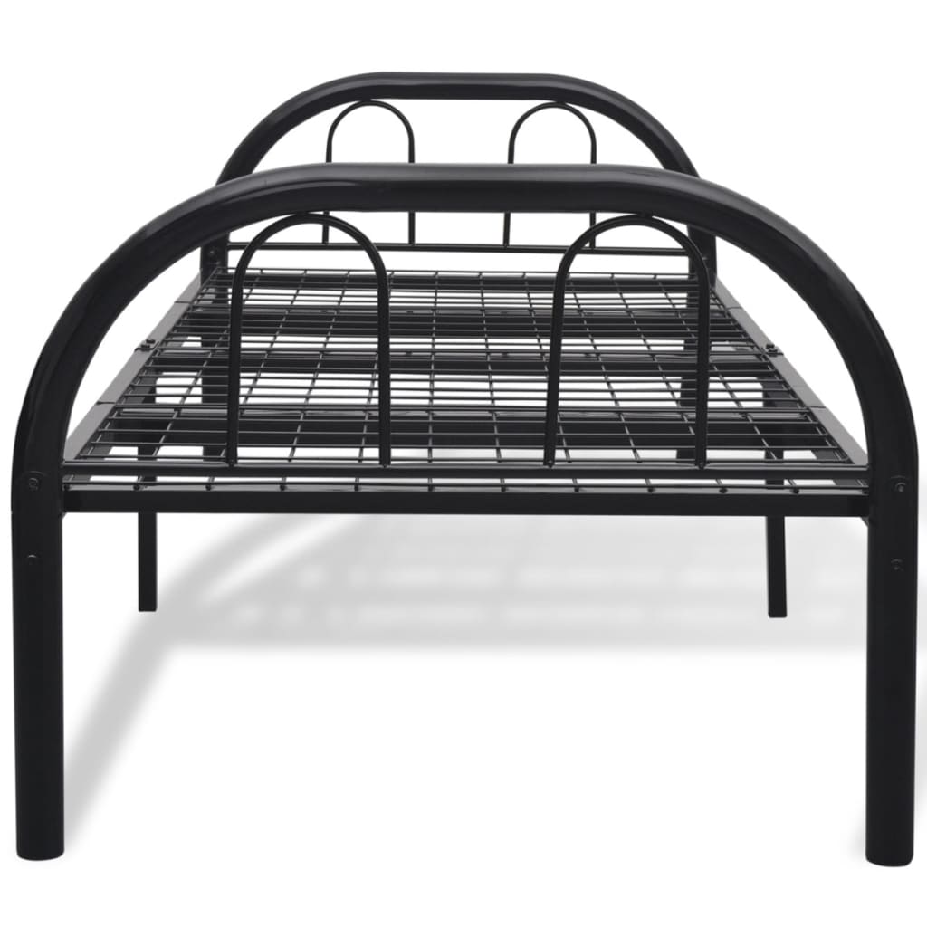 vidaXL Rama łóżka, czarna, metalowa, 75 x 200 cm