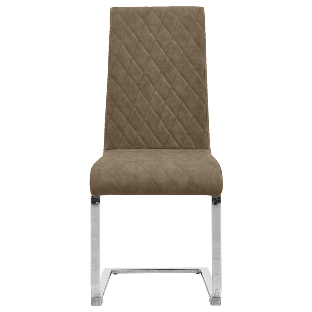 vidaXL Krzesła stołowe, wspornikowe, 4 szt., brązowe, ekoskóra